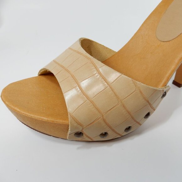 CANDIE'S Viviana Heeled Slide SANDALS Size 9 40 Beige Croco Vegan Retro NEW - Picture 10 of 14